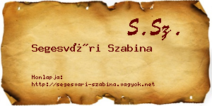 Segesvári Szabina névjegykártya